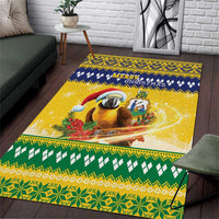 Saint Vincent And The Grenadines Christmas Area Rug Santa Vincent Parrot With Coat Of Arms - Wonder Print Shop