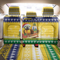 Saint Vincent And The Grenadines Christmas Back Car Seat Cover Santa Vincent Parrot With Coat Of Arms - Wonder Print Shop