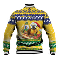 Saint Vincent And The Grenadines Christmas Baseball Jacket Santa Vincent Parrot With Coat Of Arms - Wonder Print Shop
