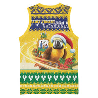 Saint Vincent And The Grenadines Christmas Basketball Jersey Santa Vincent Parrot With Coat Of Arms - Wonder Print Shop