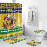 Saint Vincent And The Grenadines Christmas Bathroom Set Santa Vincent Parrot With Coat Of Arms - Wonder Print Shop
