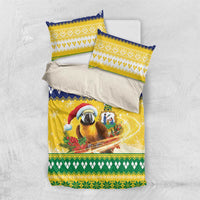 Saint Vincent And The Grenadines Christmas Bedding Set Santa Vincent Parrot With Coat Of Arms - Wonder Print Shop
