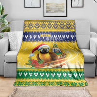 Saint Vincent And The Grenadines Christmas Blanket Santa Vincent Parrot With Coat Of Arms - Wonder Print Shop