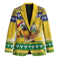 Saint Vincent And The Grenadines Christmas Blazer Santa Vincent Parrot With Coat Of Arms - Wonder Print Shop