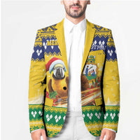 Saint Vincent And The Grenadines Christmas Blazer Santa Vincent Parrot With Coat Of Arms - Wonder Print Shop