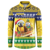 Saint Vincent And The Grenadines Christmas Button Sweatshirt Santa Vincent Parrot With Coat Of Arms - Wonder Print Shop