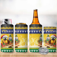 Saint Vincent And The Grenadines Christmas 4 in 1 Can Cooler Tumbler Santa Vincent Parrot With Coat Of Arms - Wonder Print Shop