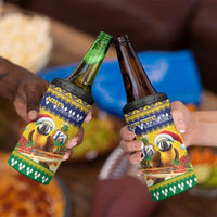 Saint Vincent And The Grenadines Christmas 4 in 1 Can Cooler Tumbler Santa Vincent Parrot With Coat Of Arms - Wonder Print Shop