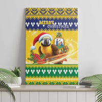Saint Vincent And The Grenadines Christmas Canvas Wall Art Santa Vincent Parrot With Coat Of Arms - Wonder Print Shop
