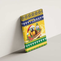 Saint Vincent And The Grenadines Christmas Canvas Wall Art Santa Vincent Parrot With Coat Of Arms - Wonder Print Shop