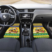 Saint Vincent And The Grenadines Christmas Car Mats Santa Vincent Parrot With Coat Of Arms - Wonder Print Shop