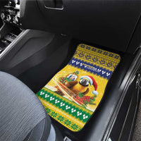 Saint Vincent And The Grenadines Christmas Car Mats Santa Vincent Parrot With Coat Of Arms - Wonder Print Shop