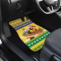Saint Vincent And The Grenadines Christmas Car Mats Santa Vincent Parrot With Coat Of Arms - Wonder Print Shop