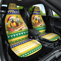 Saint Vincent And The Grenadines Christmas Car Seat Cover Santa Vincent Parrot With Coat Of Arms - Wonder Print Shop