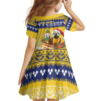 Saint Vincent And The Grenadines Christmas Family Matching Off The Shoulder Long Sleeve Dress and Hawaiian Shirt Santa Vincent Parrot With Coat Of Arms - Wonder Print Shop