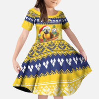 Saint Vincent And The Grenadines Christmas Family Matching Off Shoulder Maxi Dress and Hawaiian Shirt Santa Vincent Parrot With Coat Of Arms - Wonder Print Shop