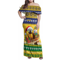 Saint Vincent And The Grenadines Christmas Family Matching Off Shoulder Maxi Dress and Hawaiian Shirt Santa Vincent Parrot With Coat Of Arms - Wonder Print Shop