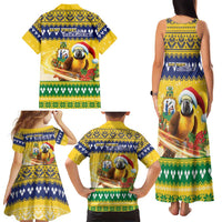 Saint Vincent And The Grenadines Christmas Family Matching Tank Maxi Dress and Hawaiian Shirt Santa Vincent Parrot With Coat Of Arms - Wonder Print Shop