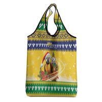 Saint Vincent And The Grenadines Christmas Grocery Bag Santa Vincent Parrot With Coat Of Arms - Wonder Print Shop