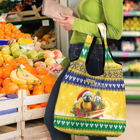 Saint Vincent And The Grenadines Christmas Grocery Bag Santa Vincent Parrot With Coat Of Arms - Wonder Print Shop