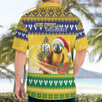 Saint Vincent And The Grenadines Christmas Hawaiian Shirt Santa Vincent Parrot With Coat Of Arms - Wonder Print Shop
