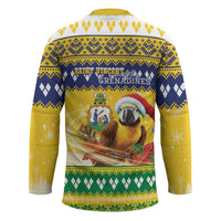 Saint Vincent And The Grenadines Christmas Hockey Jersey Santa Vincent Parrot With Coat Of Arms - Wonder Print Shop