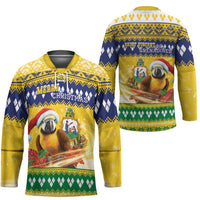 Saint Vincent And The Grenadines Christmas Hockey Jersey Santa Vincent Parrot With Coat Of Arms - Wonder Print Shop