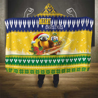 Saint Vincent And The Grenadines Christmas Hooded Blanket Santa Vincent Parrot With Coat Of Arms - Wonder Print Shop