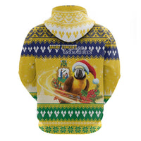Saint Vincent And The Grenadines Christmas Hoodie Santa Vincent Parrot With Coat Of Arms - Wonder Print Shop