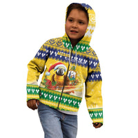 Saint Vincent And The Grenadines Christmas Kid Hoodie Santa Vincent Parrot With Coat Of Arms - Wonder Print Shop