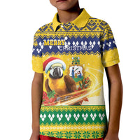 Saint Vincent And The Grenadines Christmas Kid Polo Shirt Santa Vincent Parrot With Coat Of Arms - Wonder Print Shop