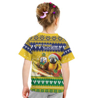 Saint Vincent And The Grenadines Christmas Kid T Shirt Santa Vincent Parrot With Coat Of Arms - Wonder Print Shop