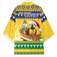 Saint Vincent And The Grenadines Christmas Kimono Santa Vincent Parrot With Coat Of Arms - Wonder Print Shop