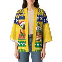 Saint Vincent And The Grenadines Christmas Kimono Santa Vincent Parrot With Coat Of Arms - Wonder Print Shop