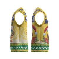 Saint Vincent And The Grenadines Christmas Knitted V-Neck Vest Santa Vincent Parrot With Coat Of Arms - Wonder Print Shop