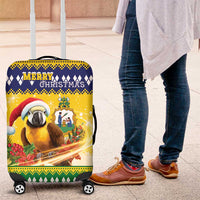 Saint Vincent And The Grenadines Christmas Luggage Cover Santa Vincent Parrot With Coat Of Arms - Wonder Print Shop
