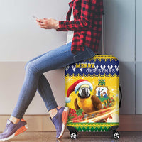 Saint Vincent And The Grenadines Christmas Luggage Cover Santa Vincent Parrot With Coat Of Arms - Wonder Print Shop