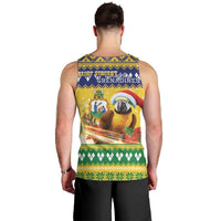 Saint Vincent And The Grenadines Christmas Men Tank Top Santa Vincent Parrot With Coat Of Arms - Wonder Print Shop