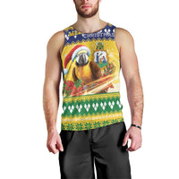 Saint Vincent And The Grenadines Christmas Men Tank Top Santa Vincent Parrot With Coat Of Arms - Wonder Print Shop