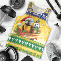 Saint Vincent And The Grenadines Christmas Men Tank Top Santa Vincent Parrot With Coat Of Arms - Wonder Print Shop