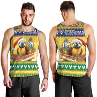Saint Vincent And The Grenadines Christmas Men Tank Top Santa Vincent Parrot With Coat Of Arms - Wonder Print Shop