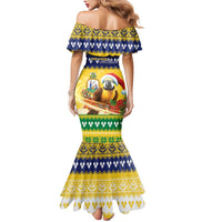 Saint Vincent And The Grenadines Christmas Mermaid Dress Santa Vincent Parrot With Coat Of Arms - Wonder Print Shop