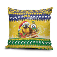 Saint Vincent And The Grenadines Christmas Pillow Cover Santa Vincent Parrot With Coat Of Arms - Wonder Print Shop