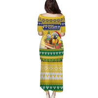 Saint Vincent And The Grenadines Christmas Puletasi Santa Vincent Parrot With Coat Of Arms - Wonder Print Shop