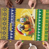 Saint Vincent And The Grenadines Christmas Puzzle Santa Vincent Parrot With Coat Of Arms - Wonder Print Shop