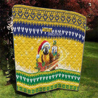 Saint Vincent And The Grenadines Christmas Quilt Santa Vincent Parrot With Coat Of Arms - Wonder Print Shop