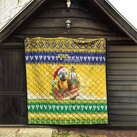 Saint Vincent And The Grenadines Christmas Quilt Santa Vincent Parrot With Coat Of Arms - Wonder Print Shop
