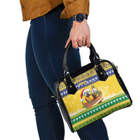 Saint Vincent And The Grenadines Christmas Shoulder Handbag Santa Vincent Parrot With Coat Of Arms - Wonder Print Shop