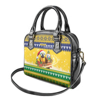 Saint Vincent And The Grenadines Christmas Shoulder Handbag Santa Vincent Parrot With Coat Of Arms - Wonder Print Shop