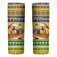Saint Vincent And The Grenadines Christmas Skinny Tumbler Santa Vincent Parrot With Coat Of Arms - Wonder Print Shop